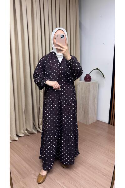 JESSE STORY Women's Polka Dot Patterned Mngo Dress Code:Js26Modalpuanti̇ye (Unlined)