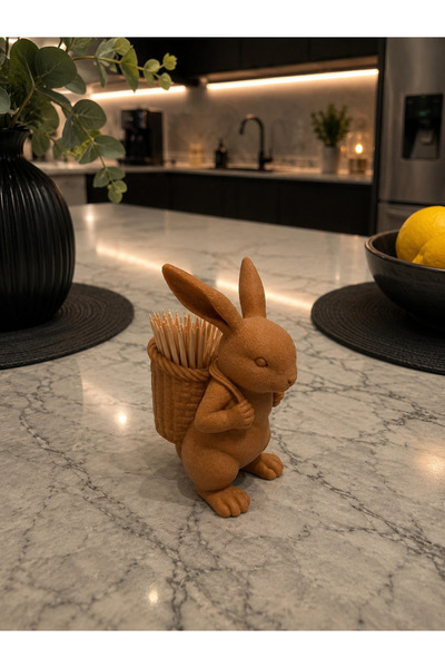 GECE 3D DEKORATİF SEPETLİ TAVŞAN GÖRSELİNDE KÜRDANLIK