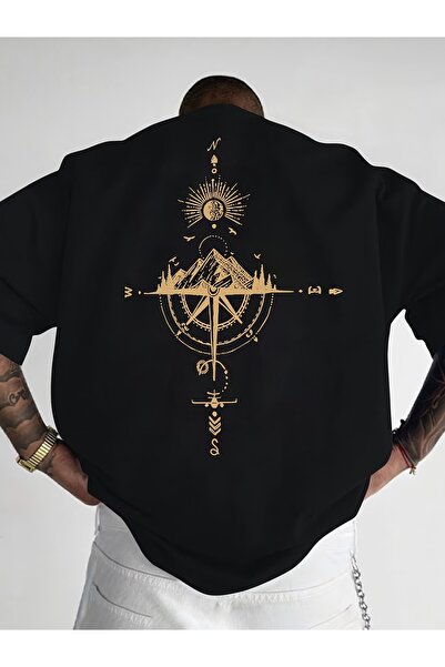PAVRO Unisex Άνετο T-shirt με μικτό σχέδιο και στάμπα