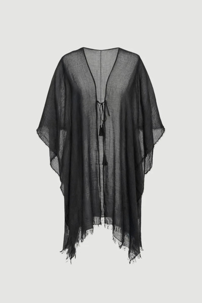Gusto Lace-Up Long Kimono - Black
