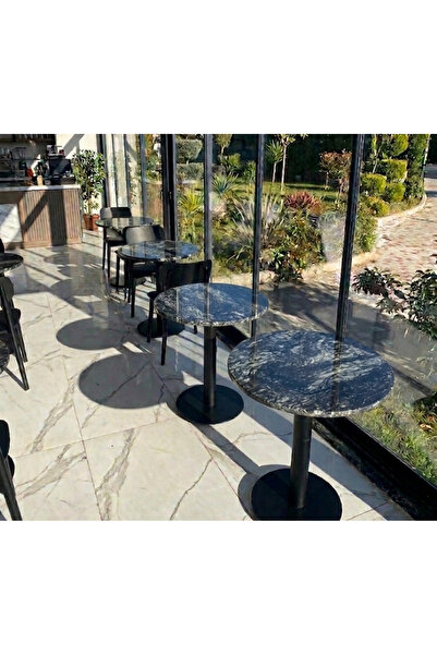 Marb & Home Kafe, Balkon, Mutfak Lüks Mermer Masa 60 cm Yuvarlak