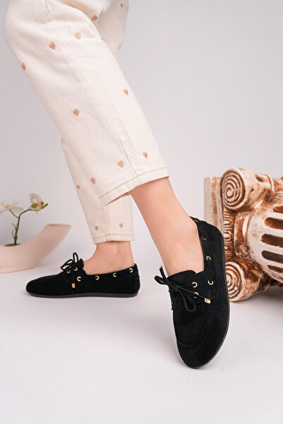 Trend Moda Kadın Siyah Loafer Babet Rahat Ayakkabı