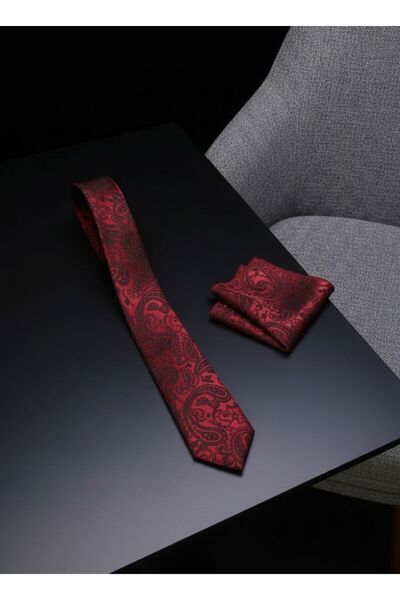 ARESSHOP Erkek Saten Kravat Ve Mendil Seti