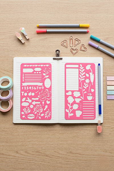 Karmelom Studio Σετ μοτίβων για Bullet Journal, με σχέδια τριαντάφυλλων και χ...