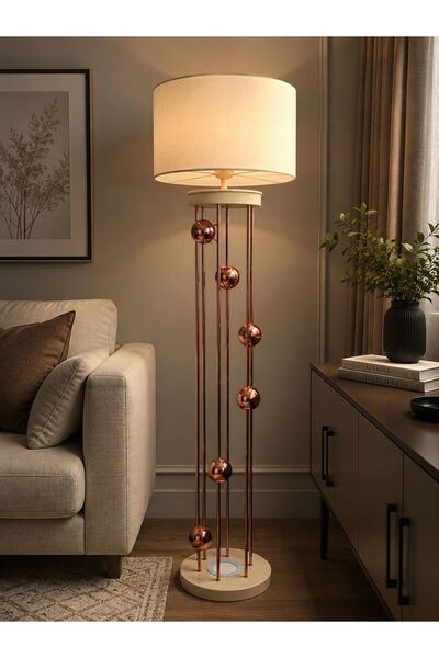 VENÜS NOVA VENÜS ARCTURUS | MODERN KREM&ROSE GOLD METAL LAMBADER | KREM KUMAŞ...