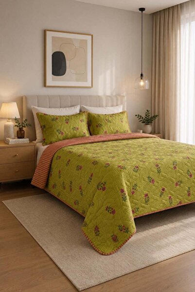 Sleep Garden Rozarin Quilted Patterned Stylish Bedspread Set Double Size 220X240