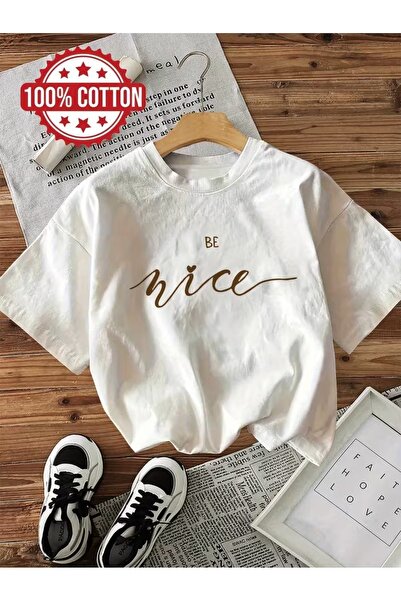 PAVRO Unisex Άνετο T-shirt με μικτό σχέδιο και στάμπα