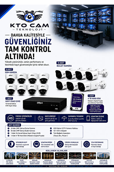 DAHUA 16' Lı AHD Kamera Seti-İstanbul Montaj Dahil