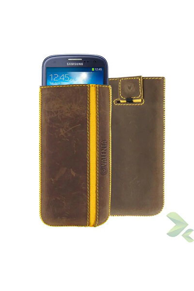 Valenta Pocket Stripe Vintage - Etui cu fermoar din piele (alb)
