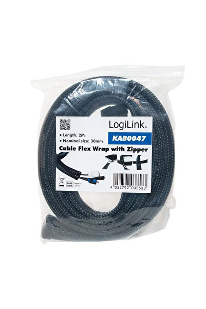 LogiLink Manșon de cablu, închidere/reducere. AD: 30 mm, negru, 2 m