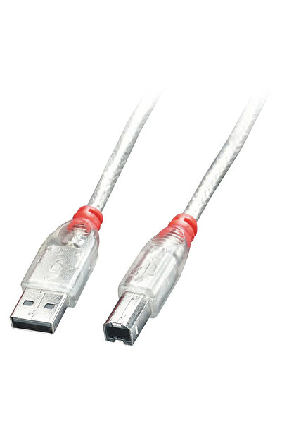 LİNDY Cablu USB 2.0 transparent tip A/B tată/tată 5m