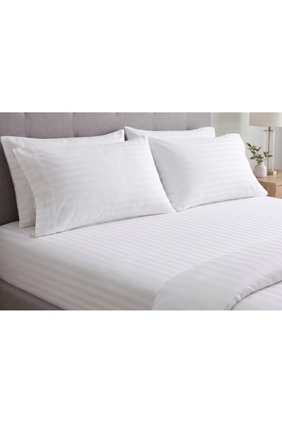 Oasis Cotton Luxury Hotel White Brushed Microfiber Bed Sheet - Single and Dou...