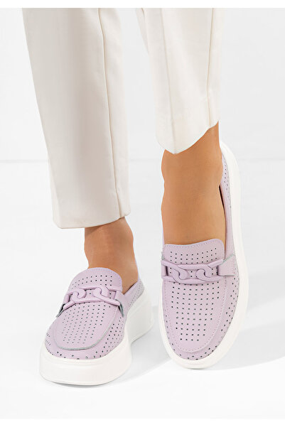 B T Shoes Mocasini piele cu talpa groasa Valerina mov
