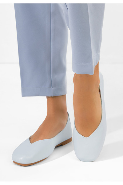 B T Shoes Gabiela blue Leather Ballet Flats