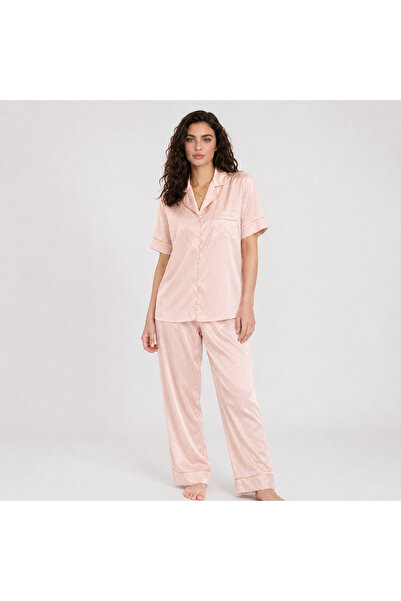 VELVIA Soft Satin Pajamas with Short Sleeves