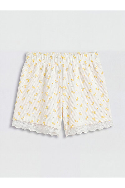 LC Waikiki Rmz Gi̇yi̇m Farkiyla Girls' Floral Printed Lace Detailed Shorts