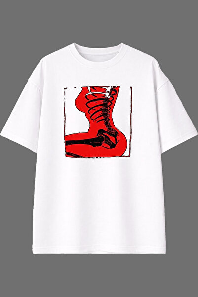 VSRN Red Body Design Front Printed White Oversize T-Shirt