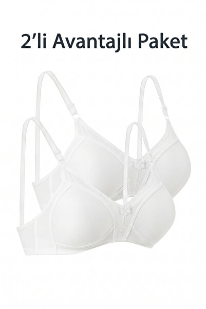 Ebru Advantageous Pack of 2 White Combed Cotton Supportive Bras