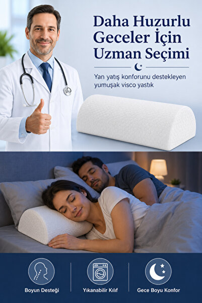 EpiRelax Fermuarlı Kılıflı Visco Horlama Yastığı Yarım Rulo Uyku Yastığı