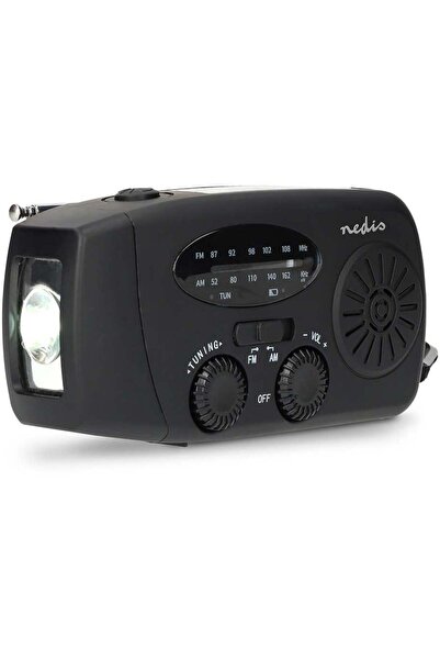 Nedis Radio solar RDFMCR2000BK cu funcție de lanternă, negru