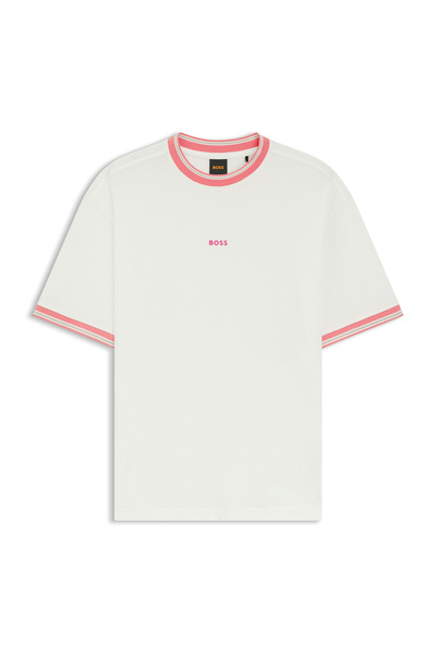 BOSS Ekru Erkek Logo Baskılı T-Shirt Te_Blocks_50560372