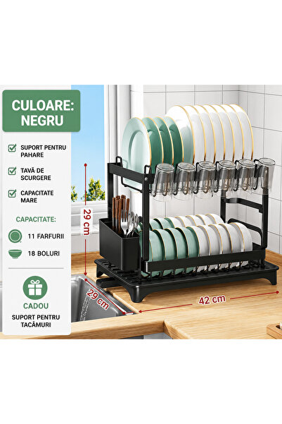 Vivante Metal sink drainer, multifunctional kitchen organizer for plates, gla...