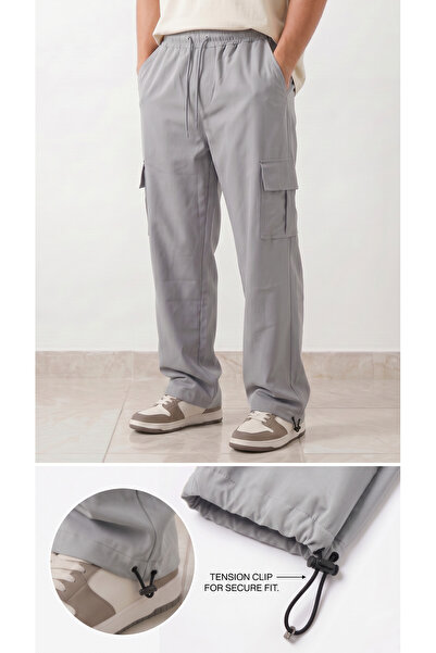 zazzia Men's Gray Parachute Fabric Commando Pocketed Clip-On (Adjustable Leg)...