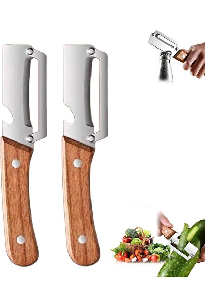 Generic 2 in 1 Stainless Steel Vegetable Peeler with Wooden Handle, Ergonomic...