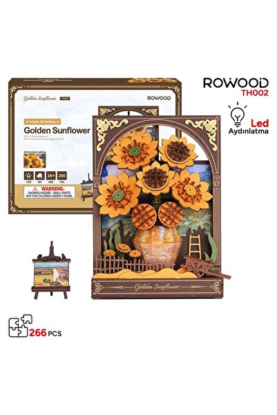 ROWOOD TH002 Ayçiçeği (Golden Sunflower) DIY Minyatür Maket Model Seti Ahşap ...