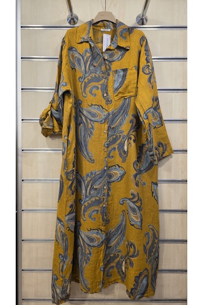 Park Moda Italian Linen Dress Long Sleeve Shawl Pattern