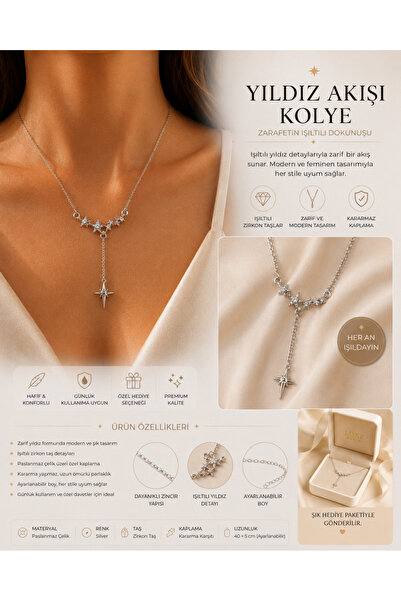 BURCU JEWELRY Star Flow Y Necklace