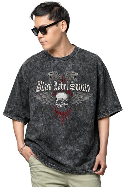 SEVBANO Tricou unisex supradimensionat, vintage, lavabil, cu imprimeu Black L...