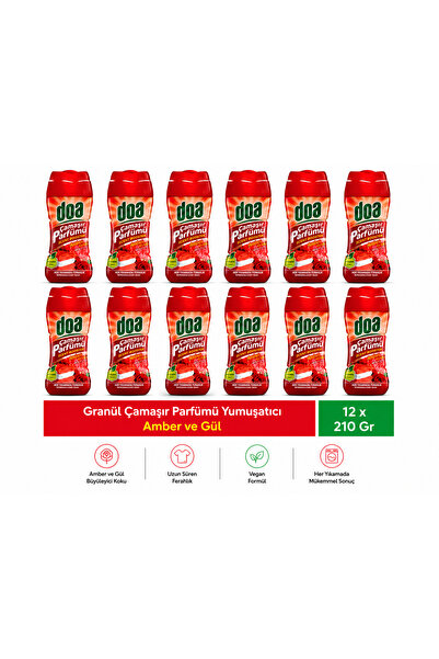 Doa 🔥 Granül Çamaşır Parfümü Amber & Gül 12’li Set 210 Gr Kalıcı Ferahlık