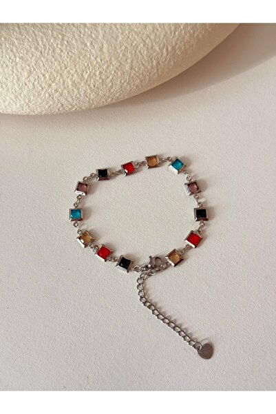 YOUES JEWELRY سوار من الحجر الملون من الفولاذ