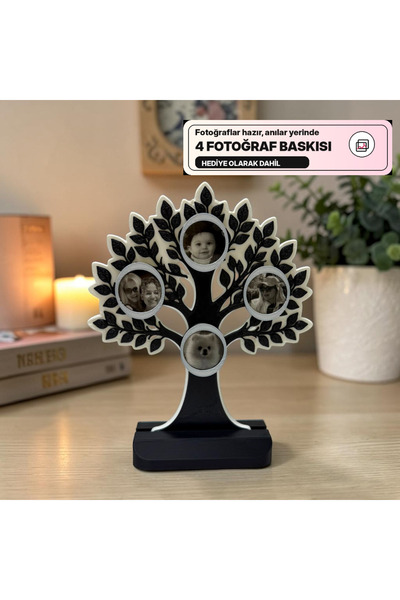 VRDCHLOE Kişiye Özel 4 Fotoğraflı Çift Renkli Anı Ağacı - Fotoğraf Baskısı Da...