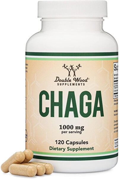 Double Wood Supplements Chaga Mushrooms Capsules 120 Count (1,000mg per Servi...