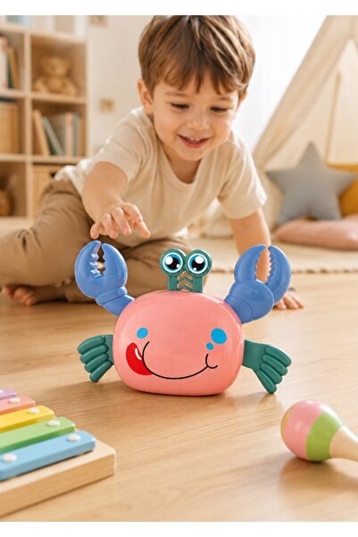 DAT Crawling Crab Toy with Light-Up Eyes & Music for Toddlers - Standing & Sleeping Modes