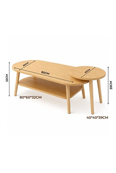 GERANIE Nordic Modern Wooden Furniture Living Room Tables Set of Two Coffee T...