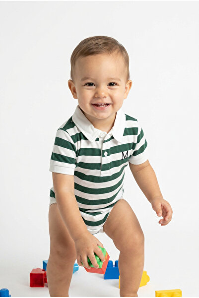 MARCO DONATELI Boys Stripe Body Suit Short Sleeve, 18M