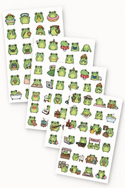 BieneGift Cute Frog Sticker Set 4 Sheets – Cute Frog Labels, Journal Planner ...