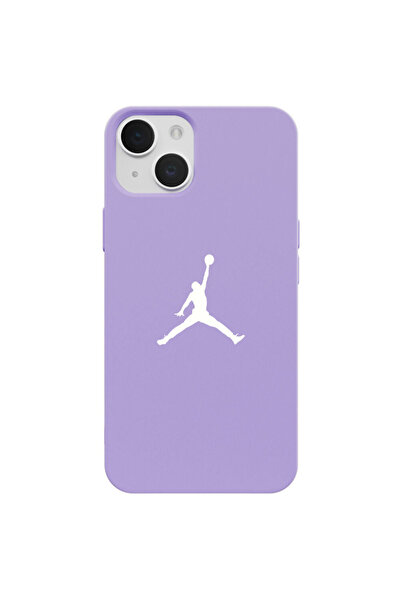 Casen iPhone 15 Lila Lansman Renkli Silikon Premium Basketbol Kılıf