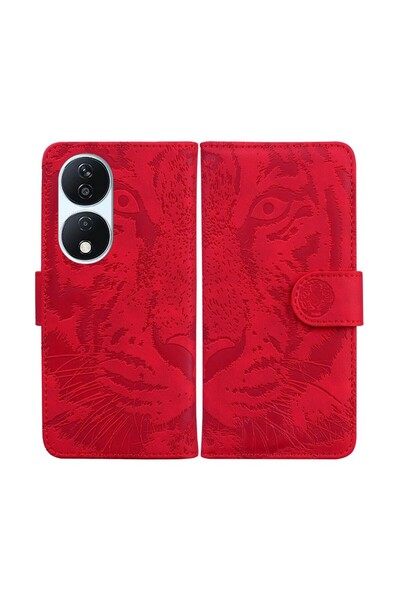 sscase Tiger Pattern Θήκη Πορτοφόλι Red (Honor 90 Smart 5G)