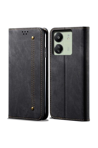 sscase Denim Texture Θήκη Βιβλίο Black (Xiaomi Redmi 13C/Poco C65)