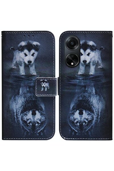 sscase Coloured Drawing Θήκη Πορτοφόλι Wolf and Dog (Oppo A98)