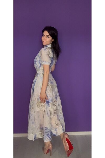 A.S.Signature Rochie Ivoire blue MIDI