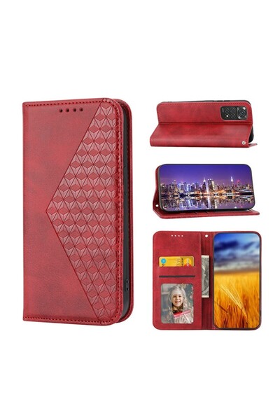 sscase Cubic Grid Θήκη Βιβλίο Red (Xiaomi Redmi Note 11/Note 11s)
