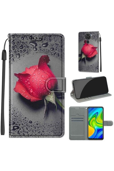 sscase Water and Roses Θήκη Πορτοφόλι Black Water Rose (Xiaomi Redmi Note 9)