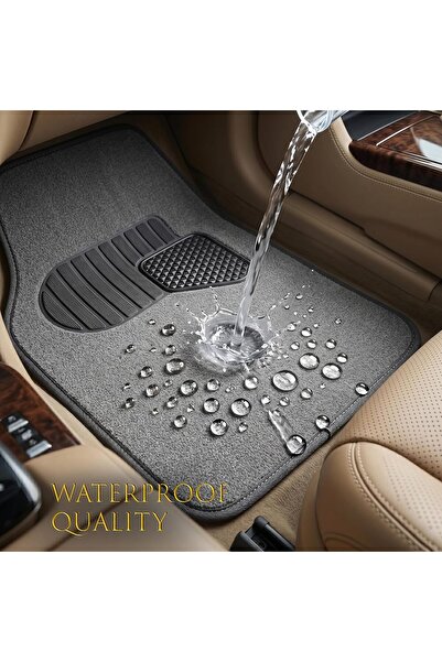 Auto Family FZE 5 PCS Car Floor Mats Set – Universal Fit Polypropylene Carpet Mats with Anti-Slip Rubber Backing, Heavy Duty All-Weather Interior Floor Liners for Cars, SUVs & Trucks (Light Grey)