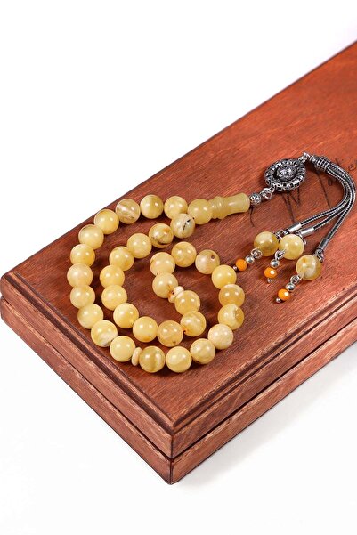 TESBİHKENTİ Special Silver Tassel Globe Drop Amber Prayer Beads