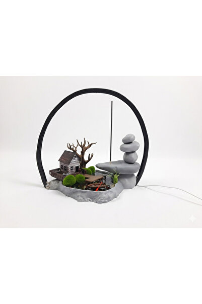 TULPAR 3D Doğal Zen Tasarımlı Tütsülük & Masa Lambası
